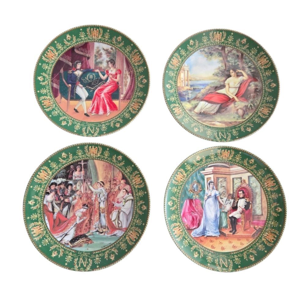 Set of 4 Plates, De Limoges Napoleon De Boulme Porcelain Collector Plates France
